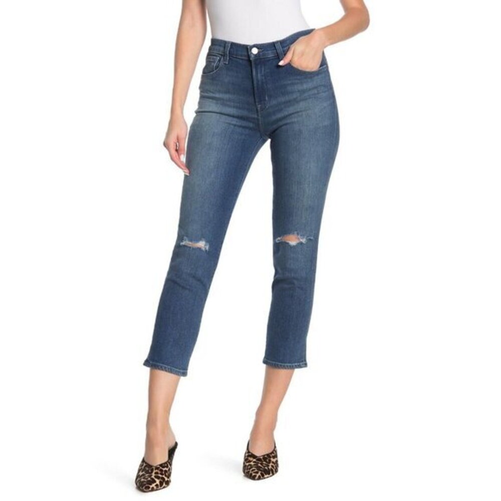 J BRAND Jeans Ruby High Rise Crop Cigarette  Catch Destruct SZ 30 NWT $248